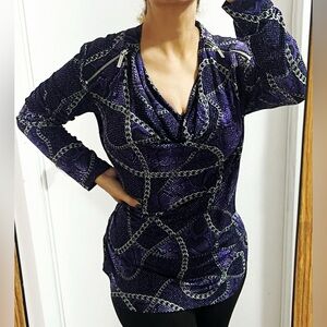 Michael Kors Purple Chain Pattern Blouse